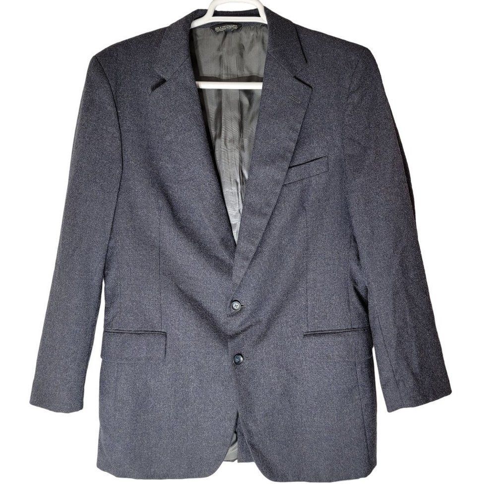 John Alexander Mens Jacket Blazer Pure New  Wool Dark Gray 42L Vintage 2 Button‎